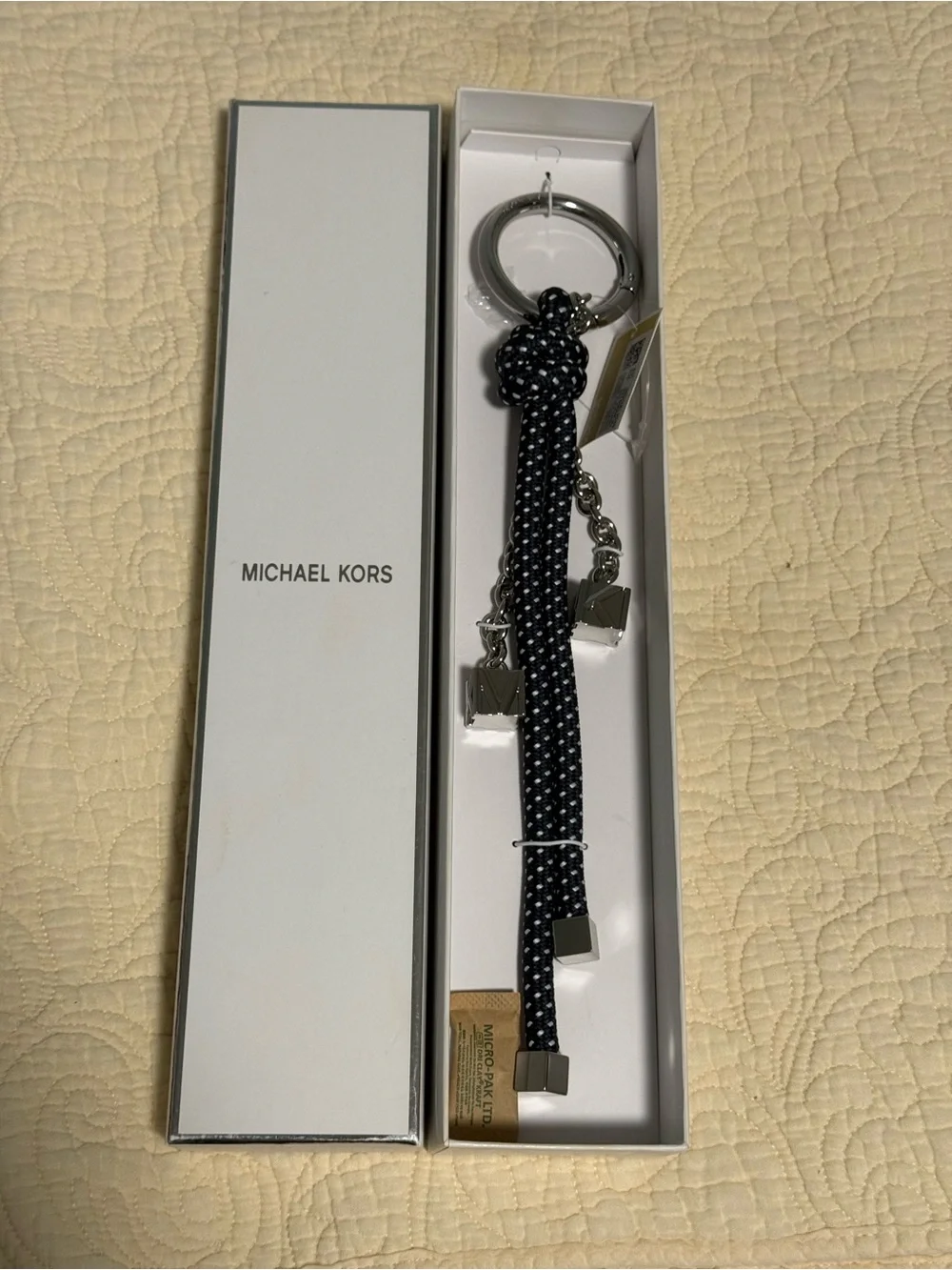 Michael Kores Bag/key charm with rope accent and MK logo charms! NWB 😍